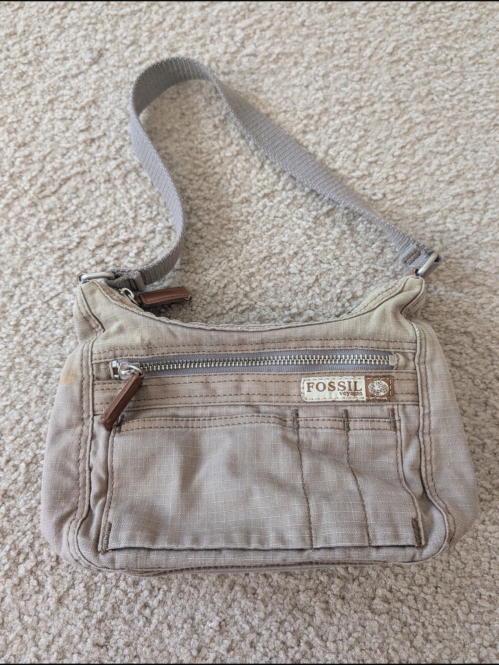 Fossil Beige Y2K Vintage Canvas Shoulder Bag
